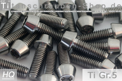 Titanium Bolts | Silver | M6 | DIN 912 | Gr.5 | Tapered Head | Allen Key