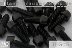Titanium Bolts | Black | M6 | DIN 912 | Gr.5 | Tapered Head | Allen Key M6x50