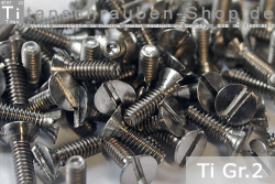 Titanium Bolts | Silver | M2 | DIN 963 | Gr.2 | Countersunk | Slotted