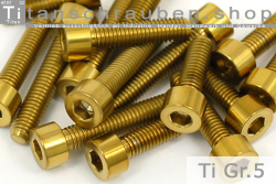 Titanschrauben | Gold | M4 | DIN 912 | Gr.5 | Zylinderkopf M4x10