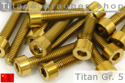 Titanium Bolts | Gold | M6 | DIN 912 | Gr.5 | Cap Head | Allen Key M6x50