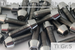 Titanium Bolts | Silver | M8 | DIN 912 | Gr.5 | Tapered Head | Allen Key M8x55