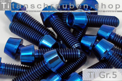 Titanium Bolts | Blue | M6 | DIN 912 | Gr.5 | Tapered Head | Allen Key M6x80