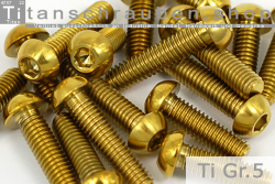 Titanium Bolts | Gold | M6 | ISO 7380 | Gr.5 | Button Head | Allen Key M6x40