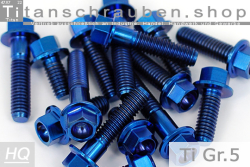 Titanium Bolts | Blue | M6 | ~DIN 6921 | Gr.5 | Hex Flange M6x12