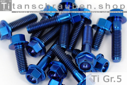 Titanschrauben | Blau | M8 | ~DIN 6921 | Gr.5 | Sechskant mit Flansch M8x50