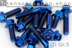 Titanium Bolts | Blue | M10x1.25 | ~DIN 6921 | Gr.5 | Hex Flange M10x1.25x25