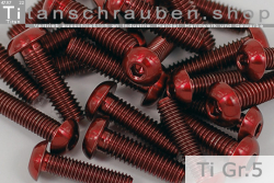 Titanschrauben | Rot | M6 | ISO 7380 | Gr.5 | Linsenkopf M6x15