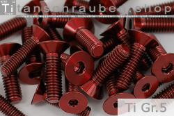 Titanium Bolts | Red | M4 | DIN 7991 | Gr.5 | Countersunk | Allen Key M4x10