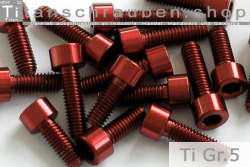 Titanium Bolts | Red | M5 | DIN 912 | Gr.5 | Cap Head | Allen Key M5x25