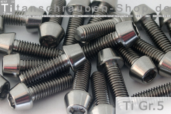 Titanium Bolts | Silver | M10x1.25 | DIN 912 | Gr.5 | Tapered Head | Allen Key M10x1.25x35