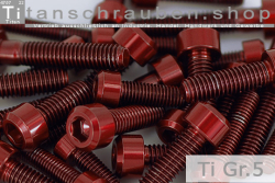 M5 Titanschrauben Rot DIN 912 / ISO 4762 Grade 5 Zylinderkopf Fase Innensechskant