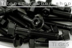 M5 Titanium Bolts Black ~DIN 6921 / ~EN 1665 Grade 5 Hexagon Head Flanged and Allen Key