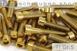 M3 Titanium Bolts Gold DIN 912 / ISO 4762 Grade 5 Cap...