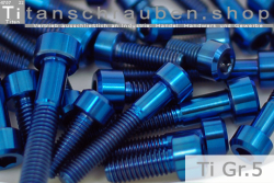 M5 Titanium Bolts Blue DIN 912 / ISO 4762 Grade 5 Cap Head Chamfered Allen Key