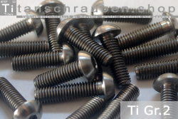 Titanium Bolts | Silver | M2 | ~ISO 7380 | Gr.2 | Button Head | Hexalobular