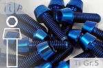 Titanium Bolts | Blue | M10x1.25 | DIN 912 | Gr.5 | Tapered Head | Allen Key M10x1.25x85