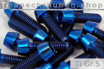 Titanium Bolts | Blue | M5 | DIN 912 | Gr.5 | Tapered Head | Allen Key M5x45