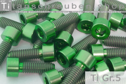 Titanium Bolts | Green | M6 | DIN 912 | Gr.5 | Cap Head | Allen Key