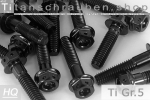 Titanschrauben | Schwarz | M5 | ~DIN 6921  | Gr.5 | Außen- + Innensechskant M5x10