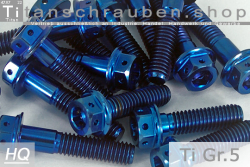 Titanschrauben | Blau | M5 | ~DIN 6921  | Gr.5 | Außen- + Innensechskant M5x10