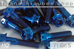 Titanium Bolts | Blue | M10x1.25 | ~DIN 6921 | Gr.5 | Flanged Hex Head + Allen Key M10x1.25x40