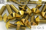 Titanium Bolts | Gold | M5 | ~ISO 7380 | Gr.5 | Button Head