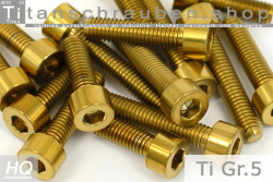 Titanschrauben | Gold | M8 | DIN 912 | Gr.5 | Zylinderkopf M8x20